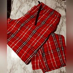 Men's Flannel PJ Drawstring Pants | Size 2XL | Red White Black Plaid